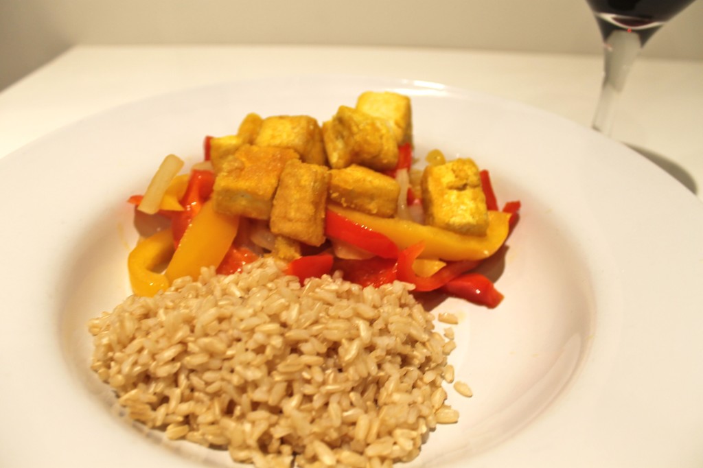 Golden Tofu with Sweet Peppers