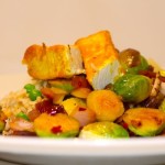 Sauteed Brussel Sprouts with Tofu and Red Onion