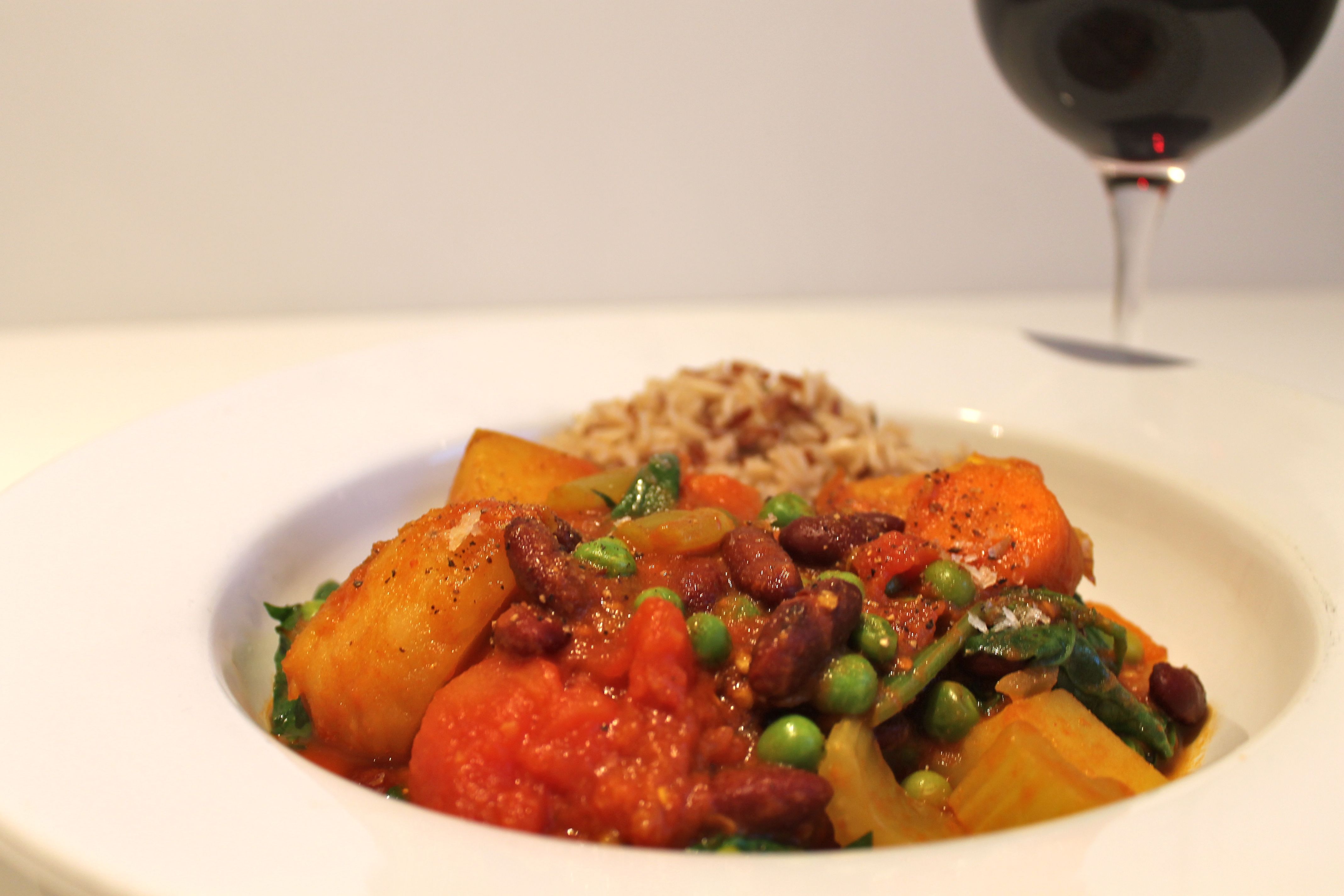 Vegetable Curry with Kidney Beans Carrots and Claret